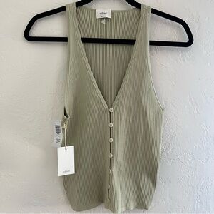 NWT Wilfred Pastel Sage Green Ribbed Tank Top Large